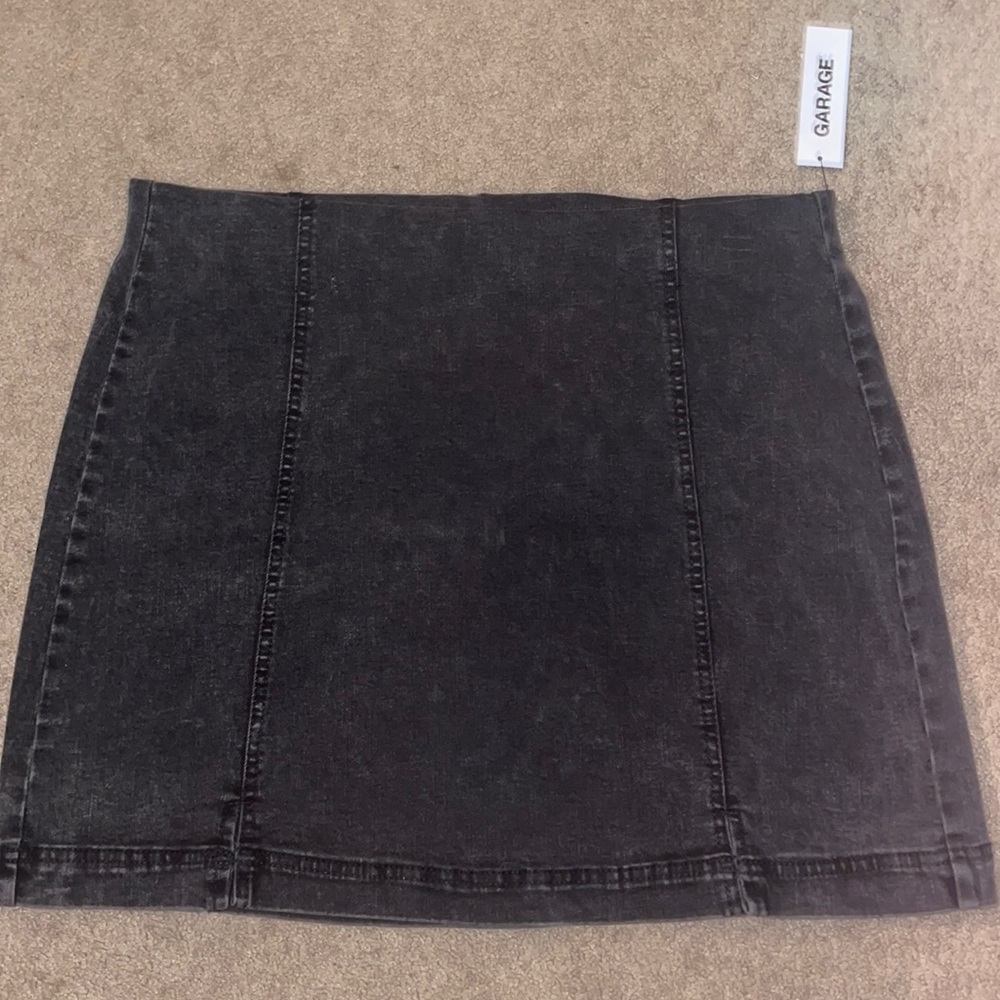 Acid black denim high waisted skirt size L from GARAGE